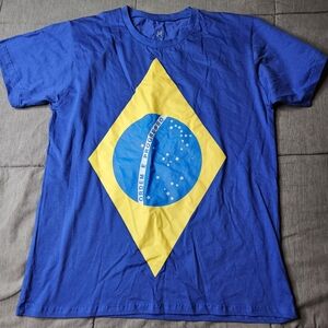 Flag of Brazil Ordem E Progresso Brasil T-Shirt Blue
